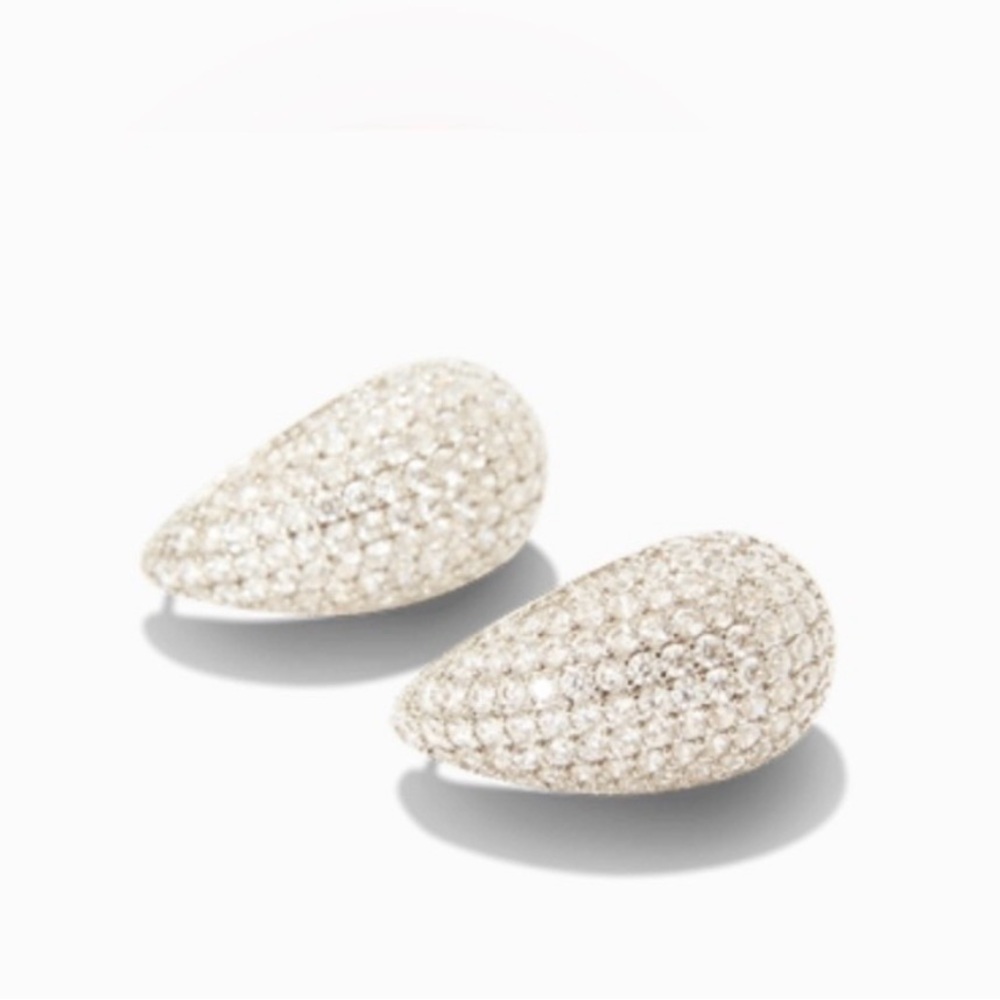 Jewels by Sunaina Silver Pave‎ Teardrop Stud Earrings